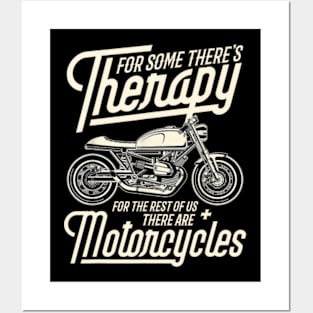 Funny Motorcycle Rider Therapy - Vintage Biker Gift Short Sleeve T-Shirt Posters and Art